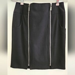 Adrienne Vittadini Studio Womens Size 4 Black 2 Front Silver Zipper Skirt